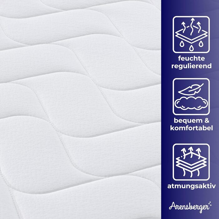 Матрац Arensberger JANA 120x200 см Матрац з пружинами кишенькової конструкції 20 см з 2 см гелевої піни NANOCELL 7-зонний рівень жорсткості H3 Матрац з точково-еластичними пружинами, що згортається Сертифіковано Oeko-Tex 120 x 200 см ACTIVE