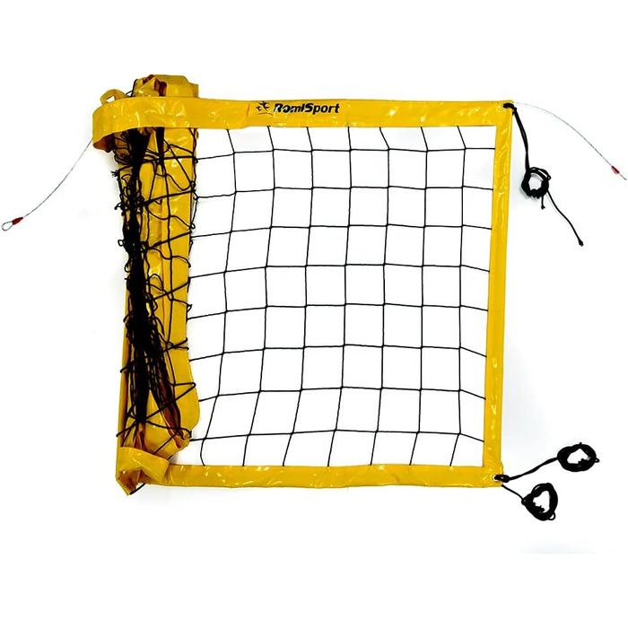 Професійна волейбольна сітка RomiSport для пляжного волейболу, 8,5 м, жовта, Всепогодна (для залів та вулиці)
