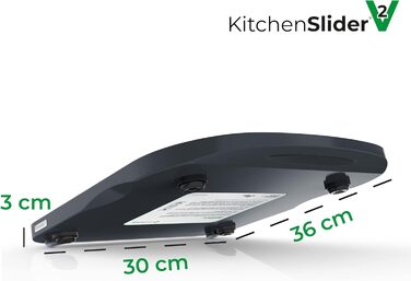 Дерев'яна ковзаюча дошка KitchenSlider H V2 Plus Екологічна ковзаюча дошка Thermomix TM6 & TM5 Ковзаюча дошка для Thermomix Дерев'яний планер - графітовий сірий V2 - графітовий сірий