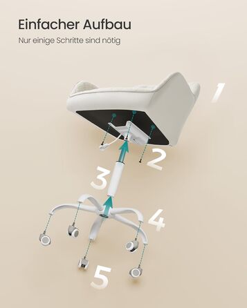 Офісний стілець SONGMICS, обертовий, шерпа та штучна шкіра, пінопластова оббивка, регульована висота, для домашнього офісу, бару, капучино бежевий-хмарно білий OBG012W01 Капучино бежевий хмарно білий шерпа тканина ПУ