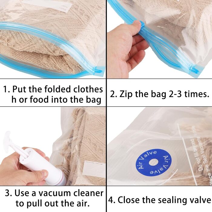 Вакуумні пакети для їжі багаторазові з клапанною блискавкою 30x34 см Безкоштовні пакети Sous Videv Вакуумний контейнер Вакуумні пакети для фруктів, овочів, подорожей, 25 шт.