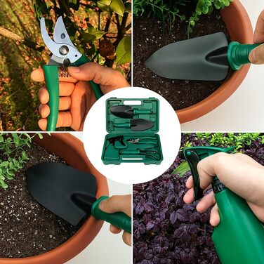 Набір садових інструментів з нержавіючої сталі, 10 предметів. Комплект для догляду за садом, набір для роботи в саду з кейсом, набір для розсади, ручні садові інструменти, ідеальний подарунок для садівників та садівниць.