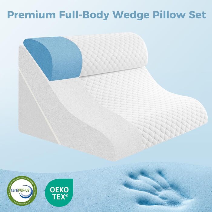 Ортопедичний комплект подушок-клинів 3-в-1, регульована трикутна подушка з піни з ефектом пам&39яті для підтримки ніг і колін, апное сну, болю в спині, полегшення печії та хропіння