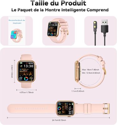 Розумний годинник для чоловіків та жінок, 1,83-дюймовий HD фітнес-трекер з крокоміром/монітором артеріального тиску/монітором серцевого ритму/функцією телефону, трекер сну, 120 спортивних режимів, водонепроникний фітнес- та спортивний годинник IP68 для iP