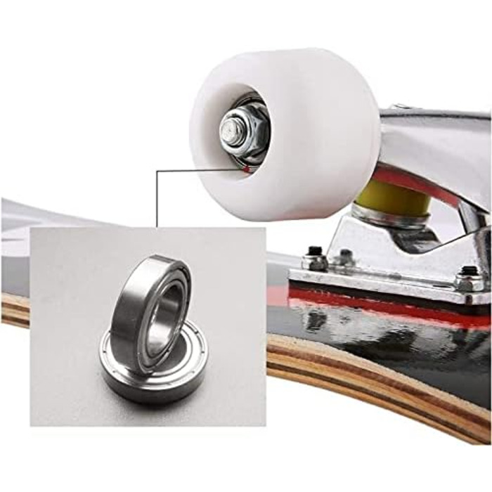 Круїзерний скейтборд з Double Kick - повний комплект для дітей, підлітків та дорослих, 7-шарова увігнута дека з канадського клена, 79 x 19.5 x 9.5 см, візерунок черепа