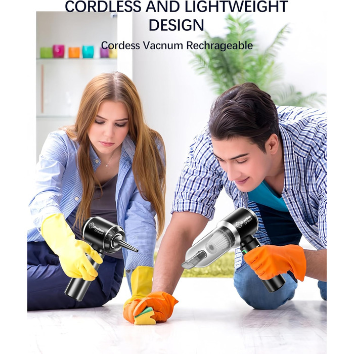 Ручний пилосос, портативний легкий автомобільний пилосос потужний, 18000 Па 4 в 1 акумуляторний бездротовий ручний пилосос, 3-швид