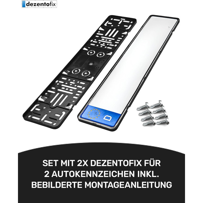 Тримач номерного знака преміум-класу DEZENTOFIX - Легкий монтаж і надійна фіксація - Тримач номерного знака для автомобіля - універсальна посадка (520 мм) 520x112 мм