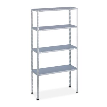 Посилений стелаж Relaxdays, вантажопідйомність 200 кг, 4 полиці, ВxШxГ 150 x 75 x 30 см, для підвалу та гаража, сталь, оцинкований, сріблястий