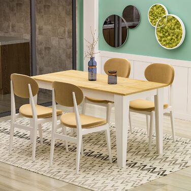 Обідній стіл Homidea SHIMAL для 4 осіб Сучасний кухонний стіл з міцною стільницею 120 x 72 x 73,8 см Обідній стіл для кухні та вітальні (білий дуб)