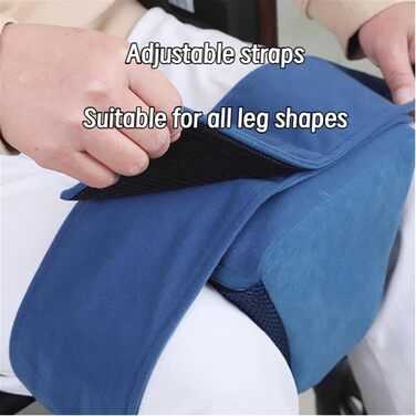 Клиноподібний розпірник для коліна з гелевою подушкою, ременями для фіксації ніг, подушка для позиціонування коліна для інвалідного візка з регульованими ременями для відновлення після операції відведення стегна (синя)