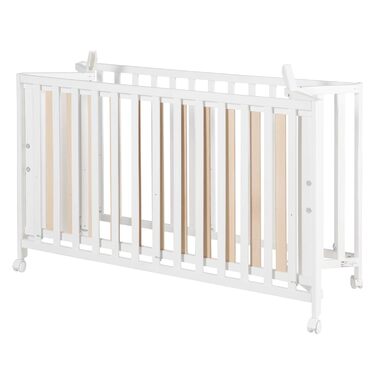 Розкладне ліжко roba Fold Up 60 x 120 - Складане дерев&39яне дитяче ліжечко - Регульоване у 2 напрямках - Ліжечко на колесах, що економить місце - Біле