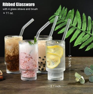 Набір коктейльних келихів ALINK з 4 шт. , келих для пива, келих для лонгдрінк, склянки для води, склянки для кави з льодом із соло