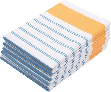 Набір з 5 чайних рушників, 50x70 см, бавовна, синій білий помаранчевий помаранчевий / бірюзовий 50 x 70 см