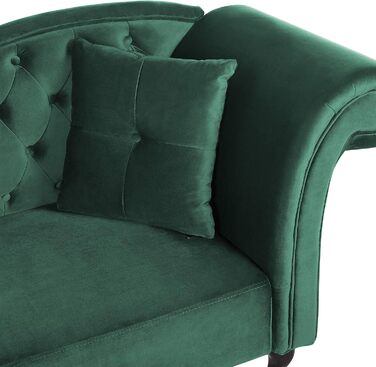 Шезлонг Beliani, оксамит, зелений, стьобаний праворуч, з подушками, стиль Честерфілд, візерунок латте