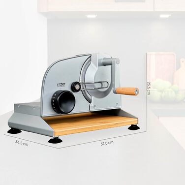 Універсальний слайсер Ritter AMANO 5, ручний універсальний слайсер з плавним ручним рукояткою, виробництво Німеччина, сріблястий металік