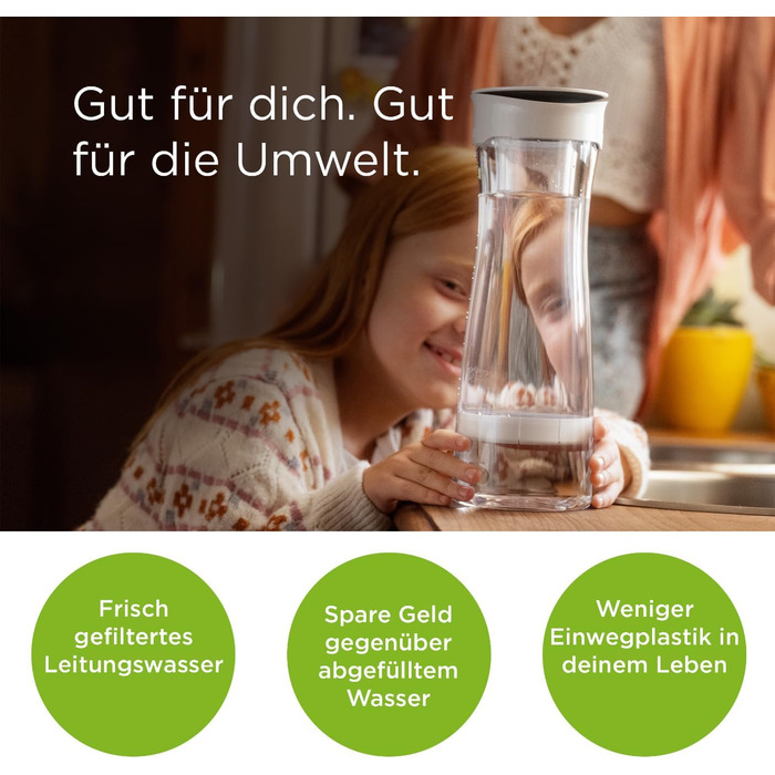 Глек для фільтра для води BRITA, білий (1,3 л), включаючи 1 фільтр для води MicroDisc - стильний, багаторазовий глек для дому, поміщається в дверцята холодильника, зменшує PFAS, хлор, мікрочастинки у водопровідній воді