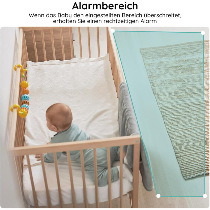 Монітор для дитини з камерою, 360 градусів Wi-Fi 2MP Відеоняня з додатком, 4Zoom, Відстеження руху, ІЧ нічне бачення, Виявлення пл