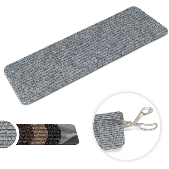 Килимок для сходів Kettelservice-Metzker Килим для сходів Tulus Прямокутна подушка самоклеюча 60x25см сіра 14 шт.