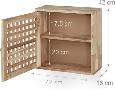 Настінна шафа Relaxdays, горіх, 2 відділення, магнітна застібка, підвісна шафа для ванної кімнати, кухні, ВШХ 42 x 42 x 18 см, натуральний колір, горіхове дерево