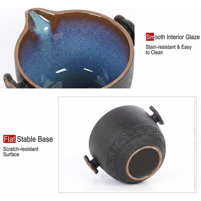 Набір для чаювання Кунг-Фу в дорожній сумці, ручна робота, кераміка чайник (), чашки (2 шт.), чайна шкатулка (). Ідеально підходить для дому, офісу та подорожей.