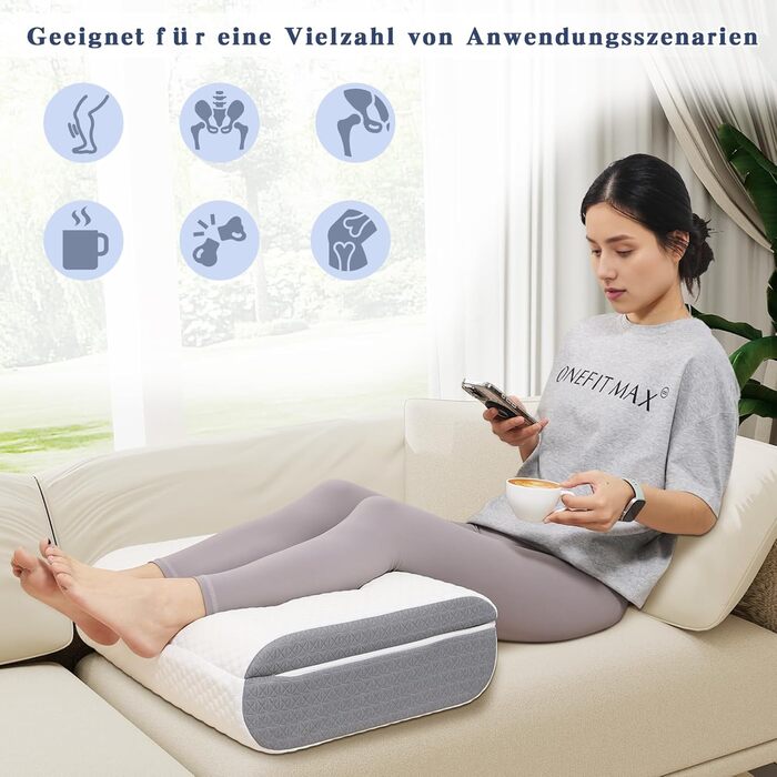 Подушка для колін GOFORIT для сну на спині, двошарова подушка для підняття ніг з піни з ефектом пам&39яті, м&39яка та підтримуюча, подушка для ніг для полегшення
