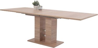 Столи Hela, стіл на п&39єдесталі Helena, матеріал на основі дерева з меламіновим покриттям, декор дуба Сонома, розсувний із синхронізованим механізмом висування 140-220x90 см