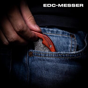 Складаний ніж Zetterrank Damascus Steel VG10, дворучний ніж легальний Німеччина, кишеньковий ніж з гострим лезом, EDC ніж для кемп