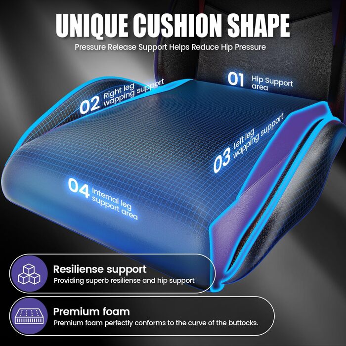 Геймерське крісло, ігрове крісло для ПК з м&39якою підкладкою та підголівником, шкіра PU, регулювання нахилу та висоти 90-155, ігрове крісло для геймерів, офісів, сімей, дорослих та підлітків (чорне/фіолетове) Базова модель чорного/фіолетового кольору