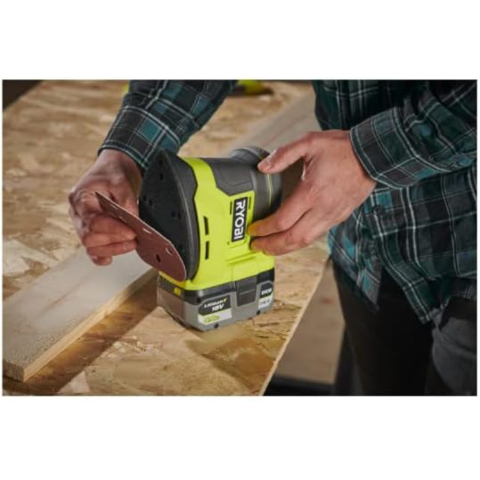 Трикутна шліфувальна машина RYOBI RPS18-0 18V OnePlus без акумулятора та зарядного пристрою 10 шліфувальних листів SCS10A зернисті