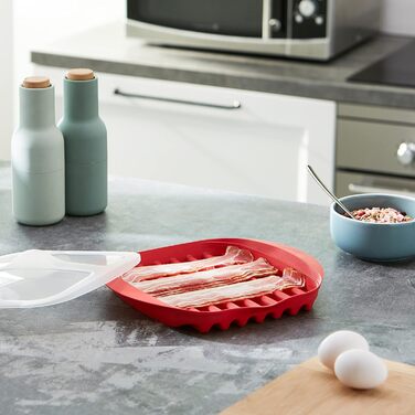 Плита для бекону в мікрохвильовій печі Lku, червона, 28,2 x 6 x 24,9 см