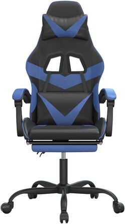 Геймерське крісло з підставкою для ніг, чорно-синє, зі штучної шкіри, поворотне, ергономічне, регульоване для комп&39ютера та офісного використання