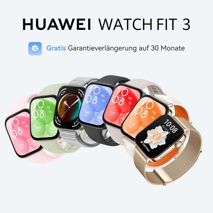 Розумний годинник HUAWEI Watch FIT 3, 1,82-дюймовий AMOLED-дисплей, дзвінки через Bluetooth, до 10 днів роботи від акумулятора, сумісний з iOS та Android, керування здоров&39ям та фітнесом, GPS, 6 місяців розширеної гарантії, чорний