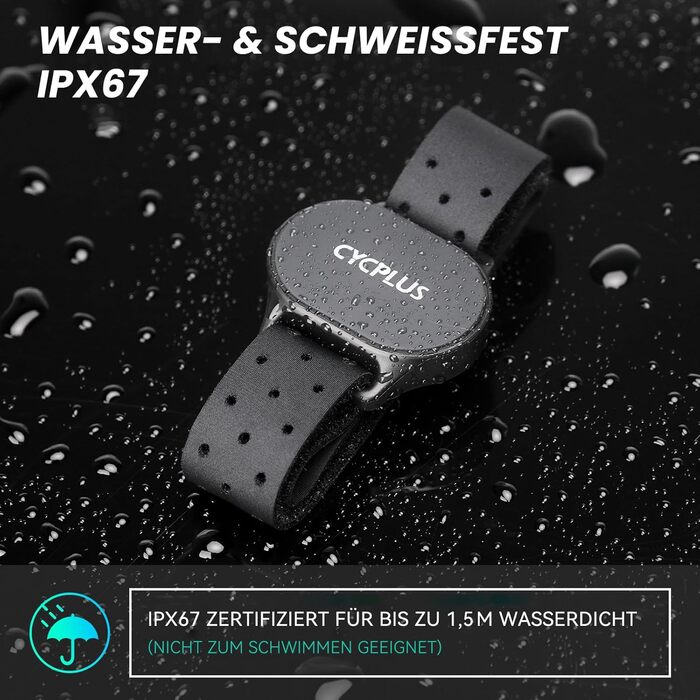 Браслет-пульсометр CYCPLUS, Bluetooth 5.1 ANT з LED-дисплеєм для відстеження серцевого ритму, водонепроникний IP67, для бігу, велоспорту, фітнесу та інших видів спорту (чорний)