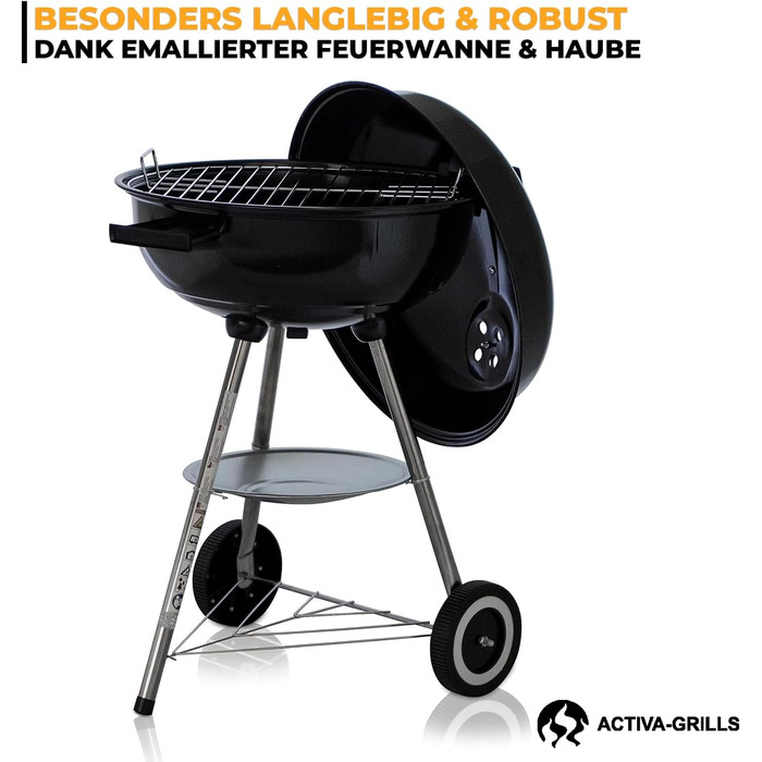 Чайник-мангал ACTIVA Montenegro Преміум-мангал з регульованою подачею повітря, високоякісною решіткою та кришкою Вугільний мангал