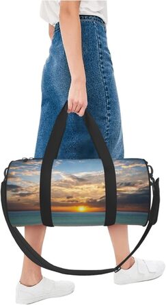 Спортивна сумка для подорожей, пляжна сумка з принтом Захід сонця, сумка на нічліг, чорна, універсальний розмір