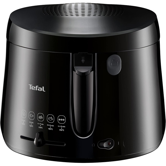 Фритюрниця Tefal FF1078 Maxi Fry Технологія Cool Wall вантажопідйомність до 1,2 кг складна ручка компактні розміри регульований термостат від 150C до 190C Чорний