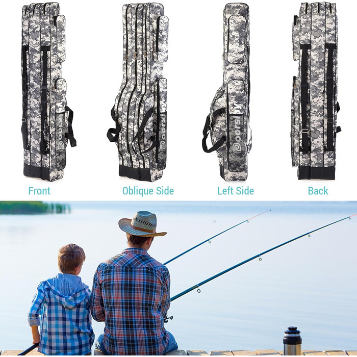 Шарова сумка для риболовлі doorslay, портативна сумка для риболовлі, сумка для вудки, складна сумка для вудки, чохол для вудки, дорожня сумка для зберігання рибальських снастей, 120/150 см (опція) City Camouflage 120 см, 3-