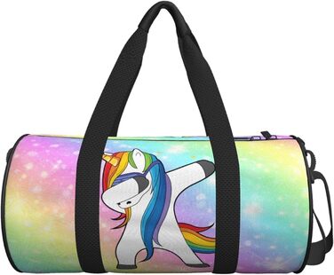 Яскрава дорожня сумка з веселим єдинорогом, що танцює, для спортзалу, подорожей, спорту, великих покупок, а також як сумка для ночівлі та вихідних для чоловіків та жінок.