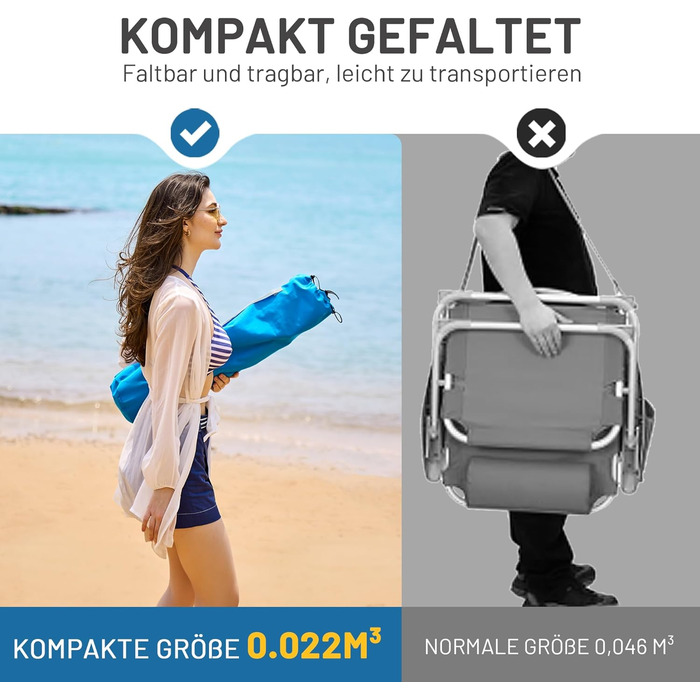 Пляжний стілець TIMBER RIDGE, складний, легкий кемпінговий стілець з низькими ніжками, спинка з дихаючої сітки, синій, вантажопідйомність 150 кг, 2 шт. синього кольору