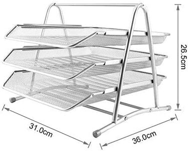 Лоток для листів формату A4, 3 відділення Письмовий стіл Шухляди для документів Органайзер для листів Сітчастий дизайн Настільний лоток для документів формату A4 Silver