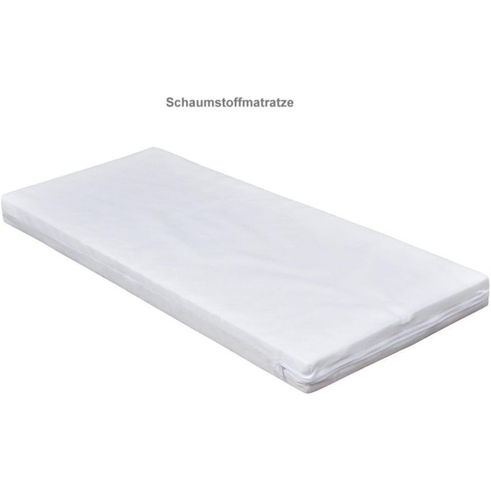 Дитяче ліжко Generic Baby Deluxe 100x50 см Біле з матрацом Дитяче ліжечко-тумбочка з прорізувачами для зубів Масив сосни (компактне дитяче ліжко)