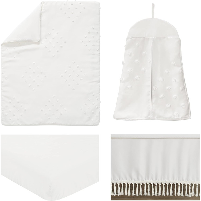 Дитяча постільна білизна Sweet Jojo Designs Boho Dot Комплект для дитячого ліжечка, 4 предмети, слонова кістка, бежевий, кремовий,