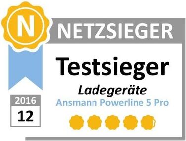 Універсальний зарядний пристрій ANSMANN Powerline 5 Pro AA, AAA, CD та 9V для акумуляторних батарей NiMh, NiCd з вилками для Великобританії, ЄС, США та Австралії та РК-дисплеєм, швидкий зарядний пристрій для заряджання та розряджання