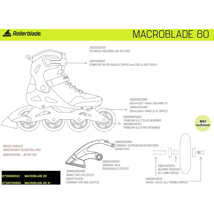 Чоловічі роликові ковзани для фітнесу Macroblade 80, чорні та лаймові Performance Inline Skates 9 BLACK/LIME