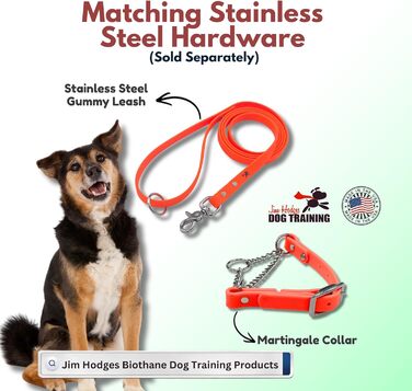 Нашийник-мартингал для собак, Biothane, фурнітура з нержавіючої сталі, проти висмикування, професійна якість, розмір M, помаранчево-червоний у зигзаг (Sunset Chevron), середній розмір