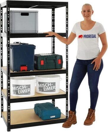 Міцний стелаж Tiger Black 180x90x60 см з вантажопідйомністю 265 кг Стелажі для гаража, підвалу, майстерні, зберігання, безболтовий стелаж, комплект з 2 предметів Глибина 60 см, 2 шт.