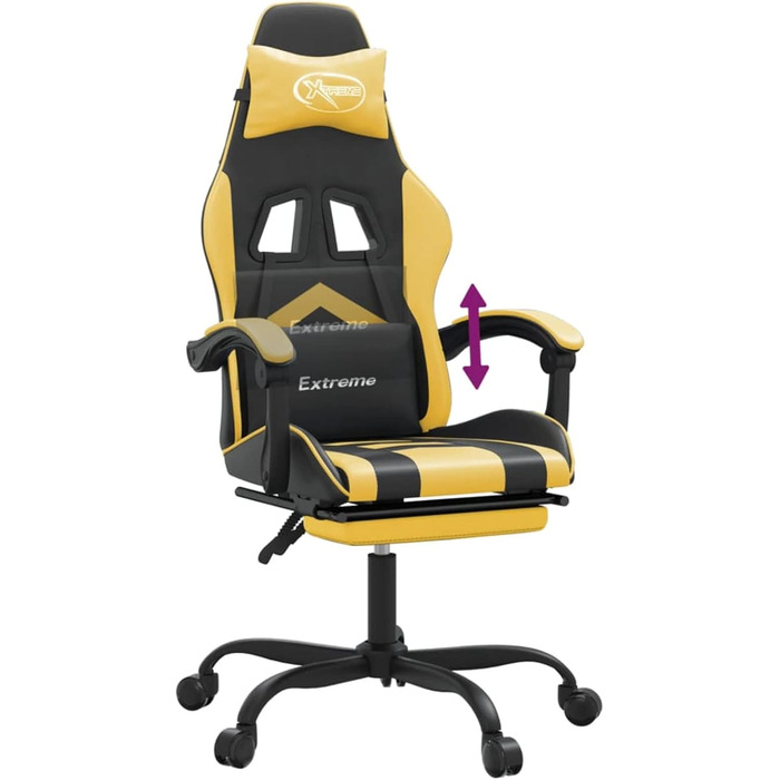 Ігрове крісло з підставкою для ніг, крісло для ПК, геймерське крісло, ігрове крісло, крісла для домашнього офісу, крісла для ігор, комп&39ютерне крісло, крісло для Playstation, чорно-золота штучна шкіра