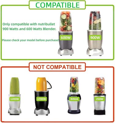 Упаковки 24 унції змінних чашок блендера для оригінальної соковижималки NutriBullet Pro 900 Вт 600 Вт Запчастини для соковижималки Чашки для смузі з 2 насадками блендера з двосторонньою верхньою кришкою Глечик без бісфенолу А, 2