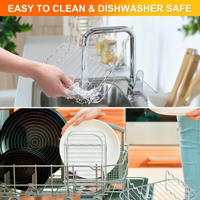 Аксесуар для фритюрниці для подвійної аерофритюрниці Ninja Foodi AF500uk Flexdrawer 10.4 л - 2 шт. и Стійка для фритюрниці з 5 шашликами, решітка для приготування їжі з нержавіючої сталі 304