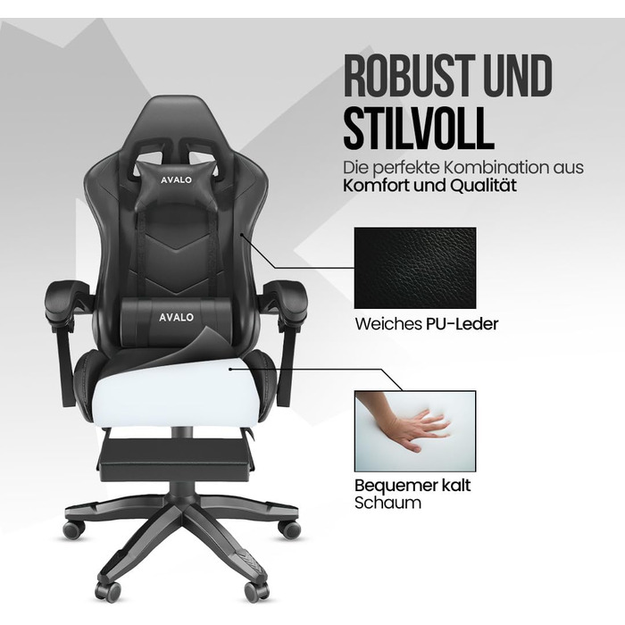 Ігрове крісло Avalo - Ергономічне офісне крісло, регульоване - Ігрове крісло - Чорне
